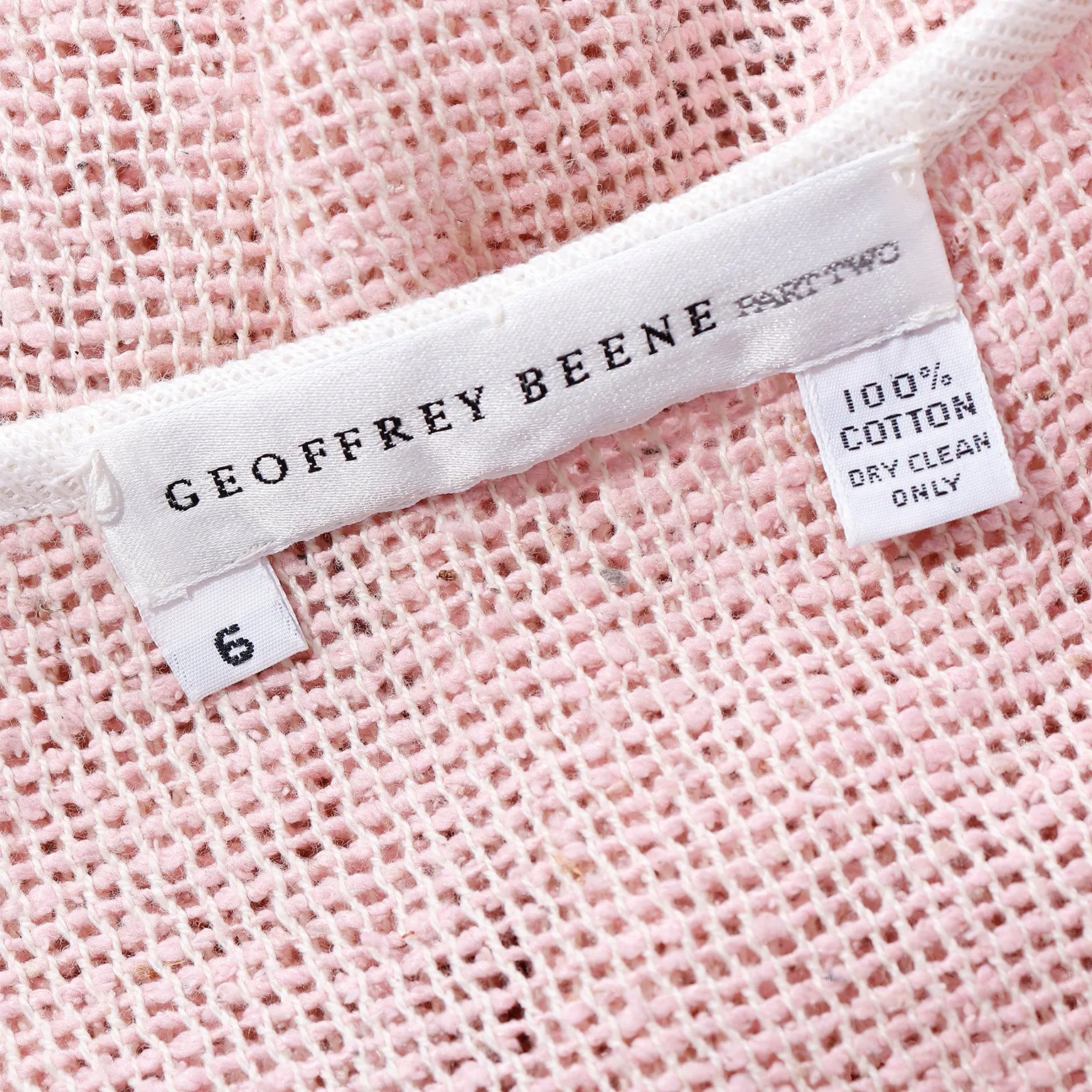 1980s Geoffrey Beene Pink Woven Wrap Dress With White Trim