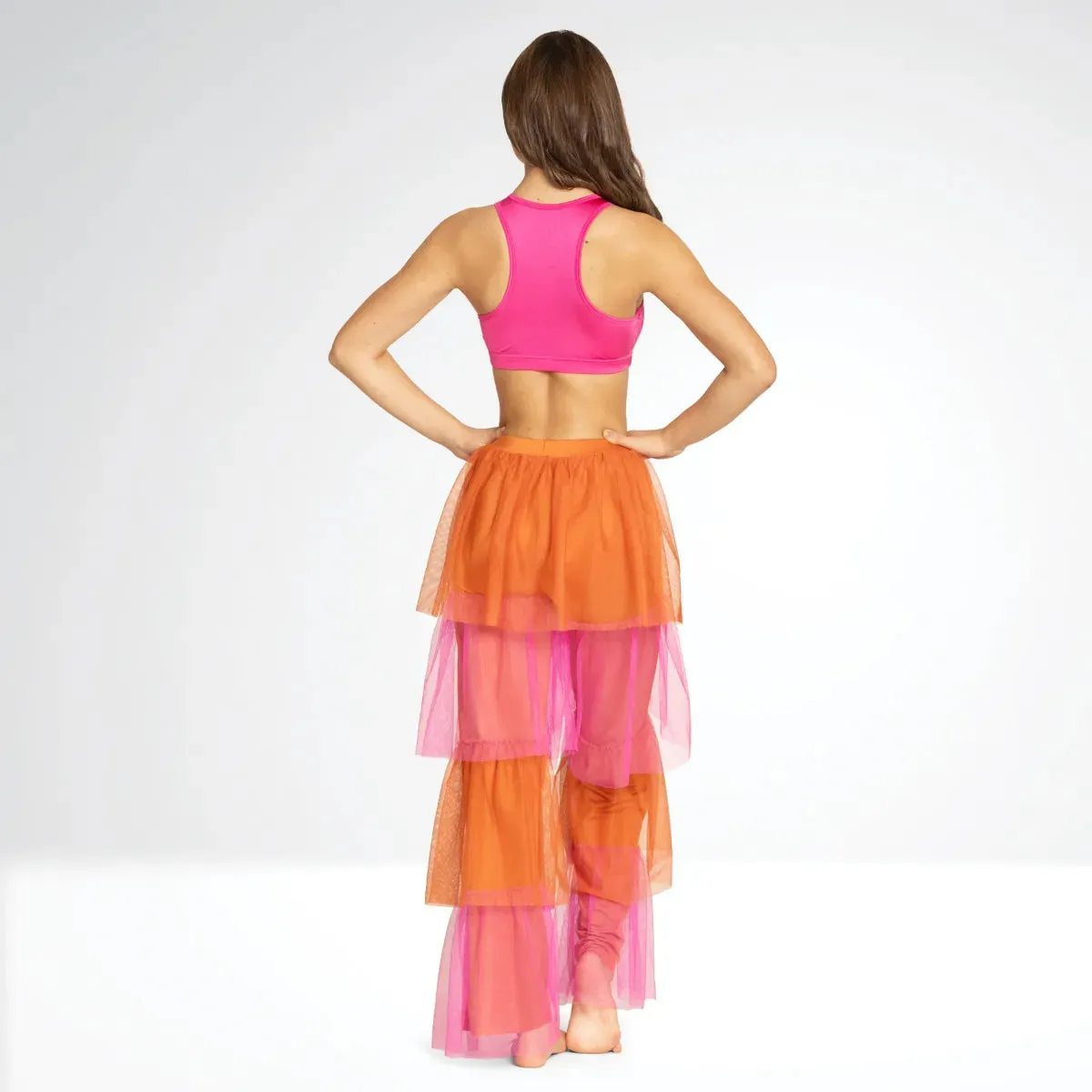 1st Position Racerback Crop Top with Layered Mesh Trousers