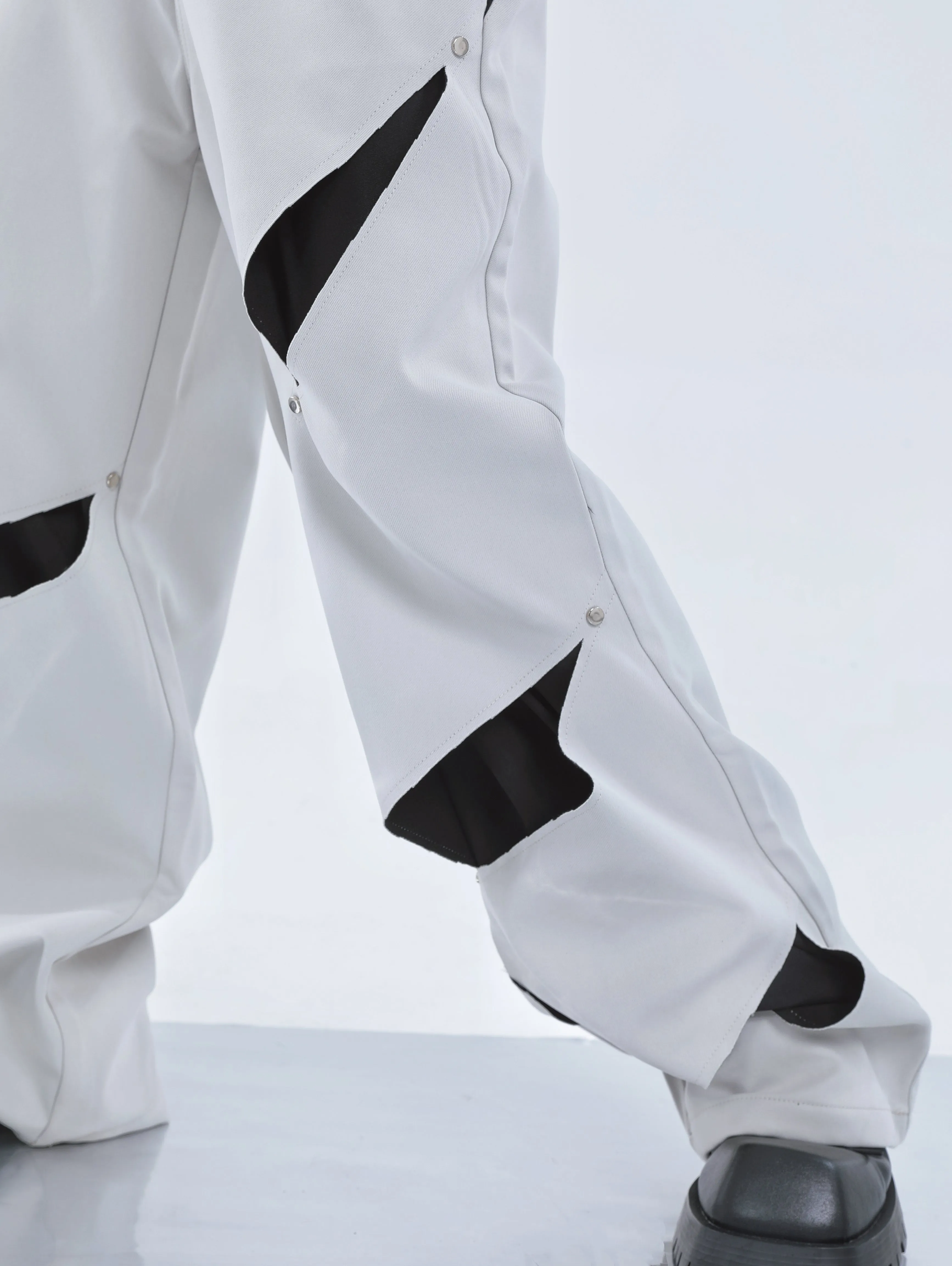 【23s September.】Cut-out Contrast Straight-leg Trousers