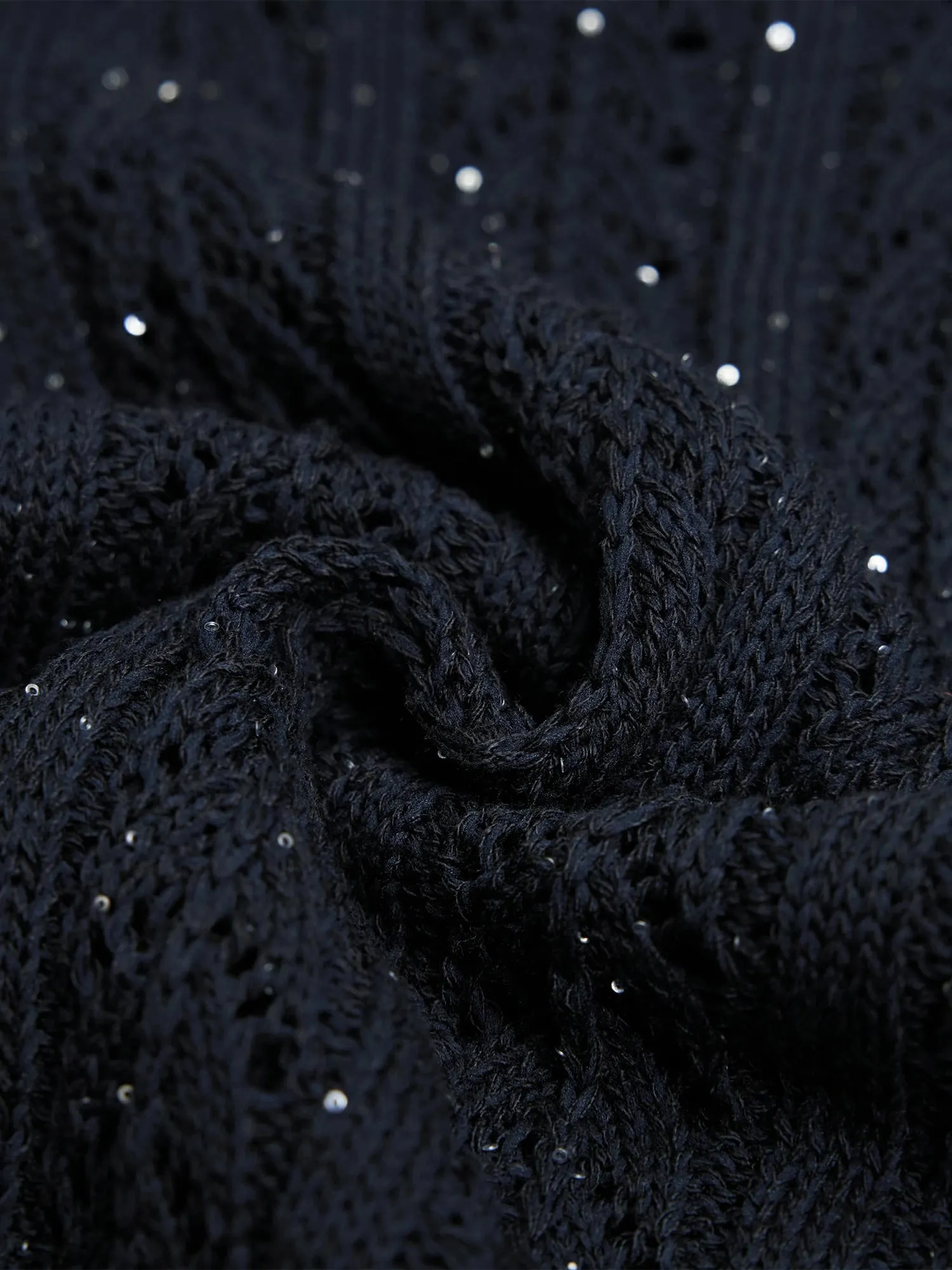 Amoretu Lyocell Sleeveless Openwork Sequin Knitted Vest