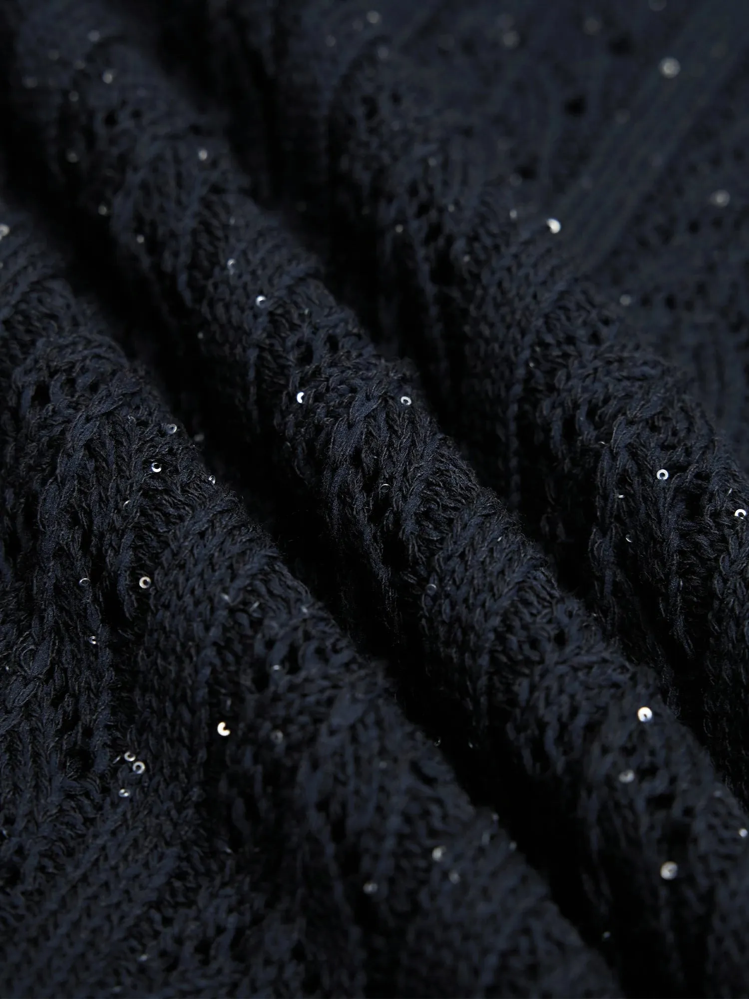 Amoretu Lyocell Sleeveless Openwork Sequin Knitted Vest