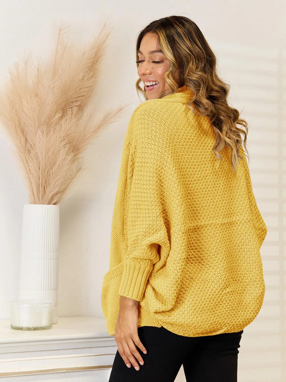 Angel Wings Open Front  Cardigan with Pockets