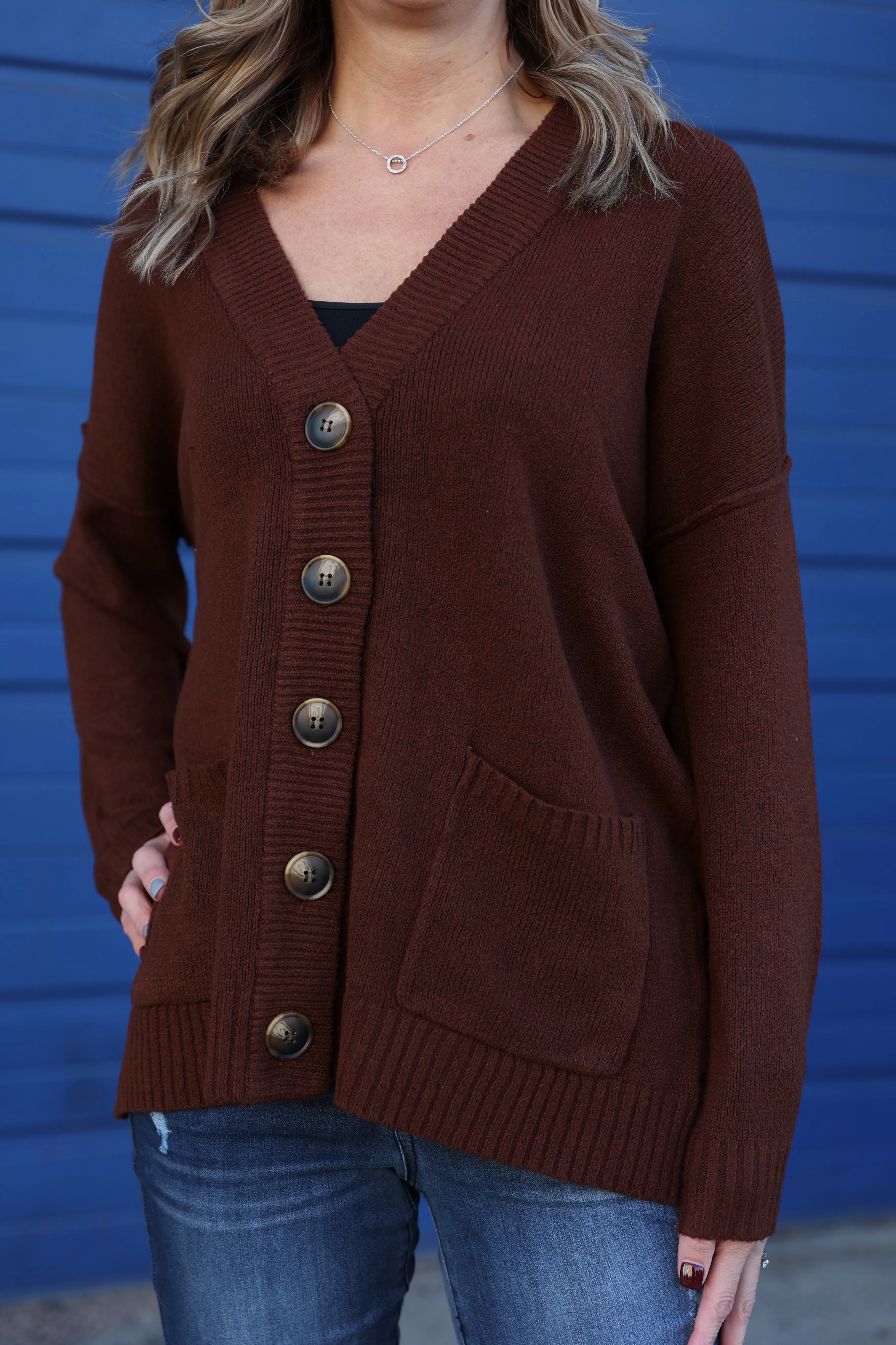 Button Up Cardigan In Copper