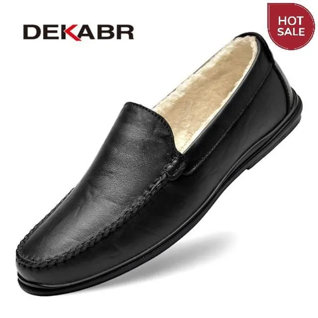 DEKABR Italian Mens Shoes Casual Luxury Brand Summer Men Loafers Split Leather Moccasins Comfy Breathable Slip On Boat Shoes