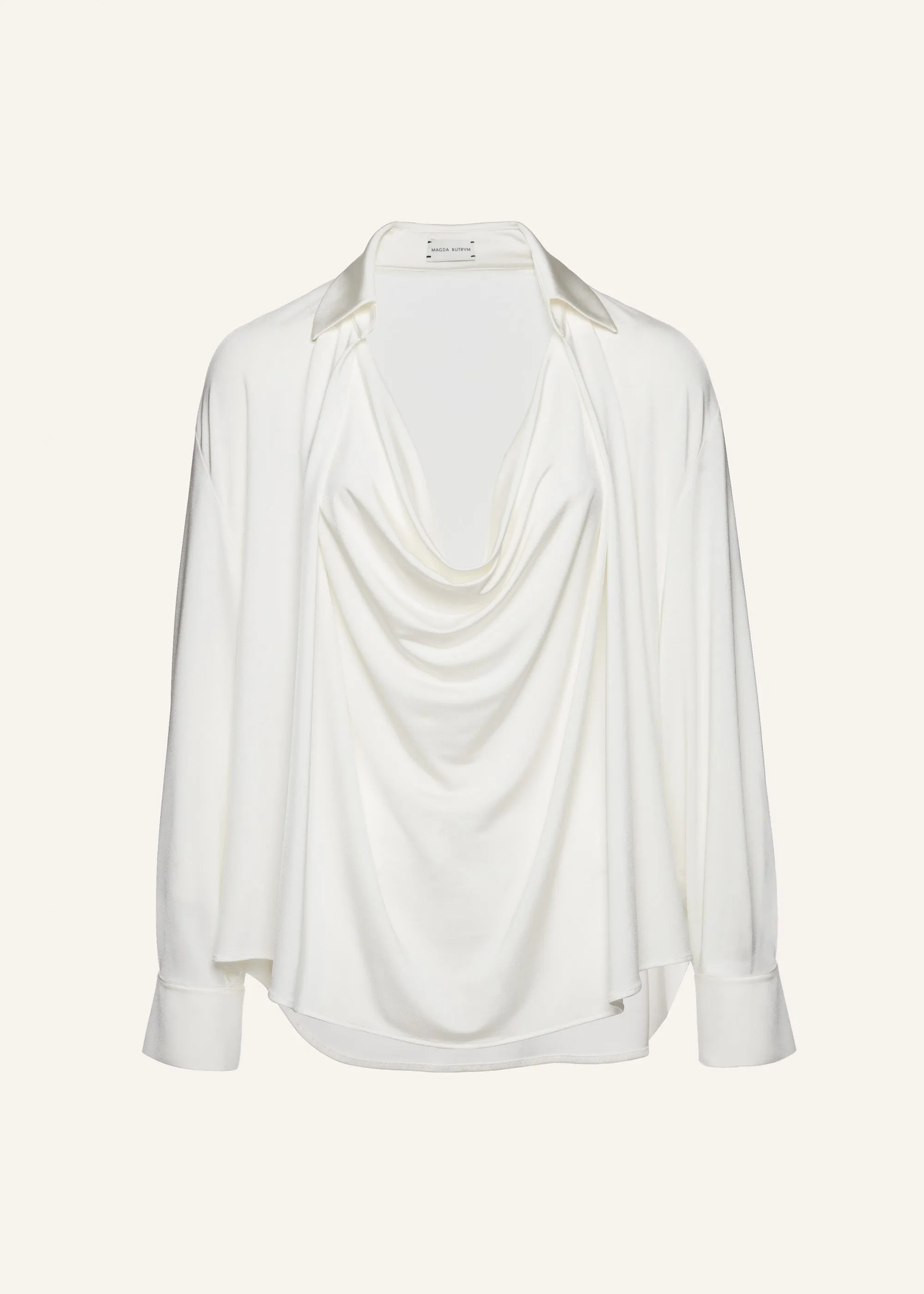 Draped jersey blouse in cream