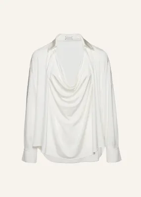 Draped jersey blouse in cream