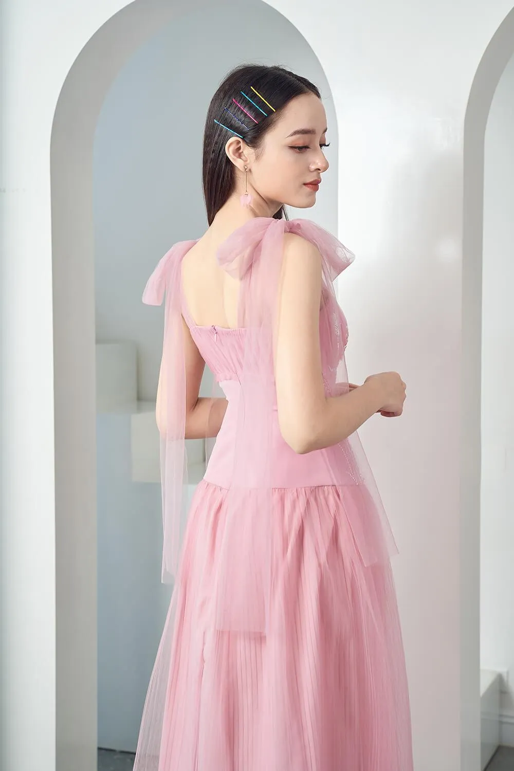 Drogo Drop Waist Sleeveless Mesh Sheer Midi Dress