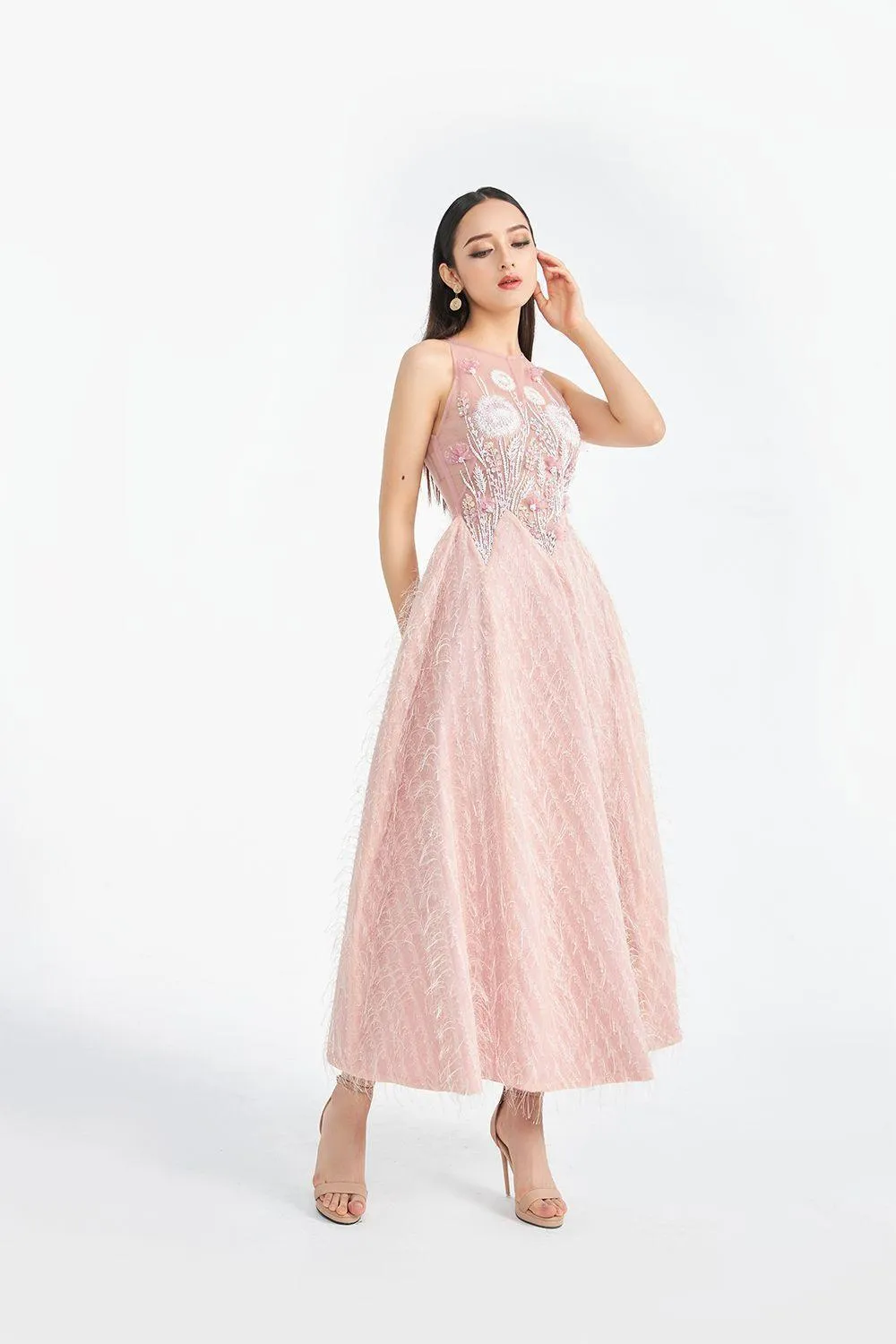 Edna Fit and Flare Sleeveless Woven Midi Dress