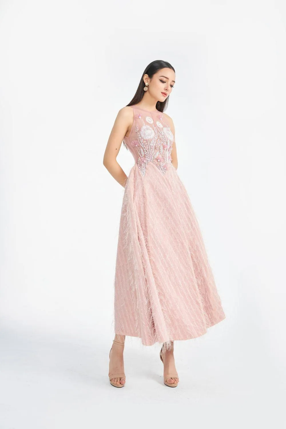 Edna Fit and Flare Sleeveless Woven Midi Dress