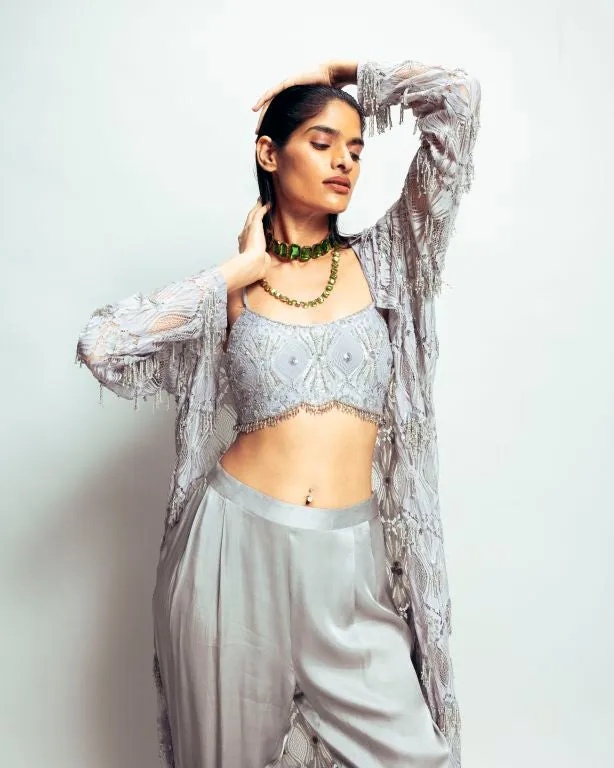 Embroidered Shrug Set