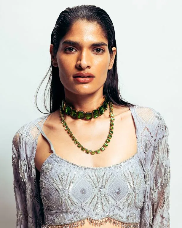 Embroidered Shrug Set