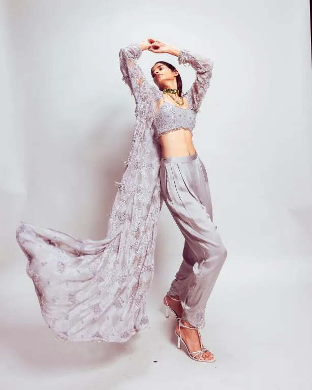 Embroidered Shrug Set