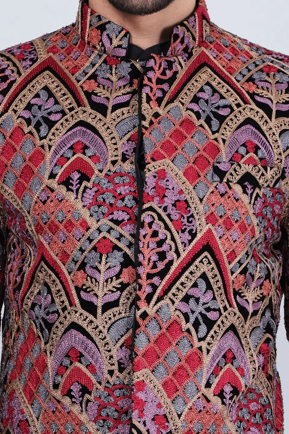 Embroidered Velvet Red Blazer