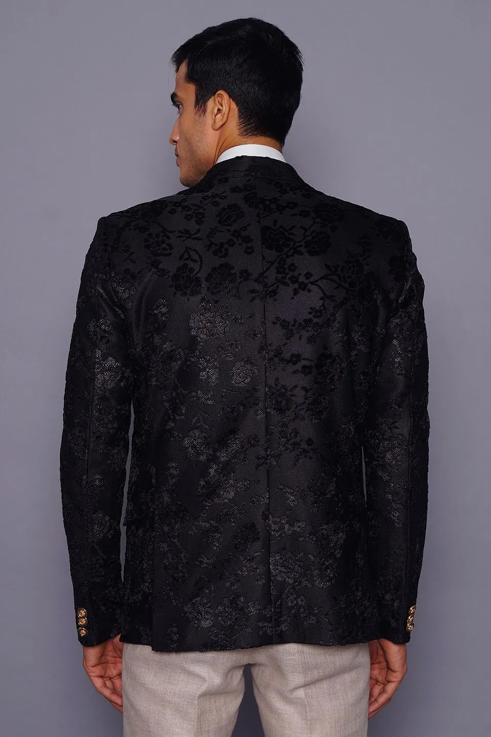 Emroidered Velvet Black Blazer