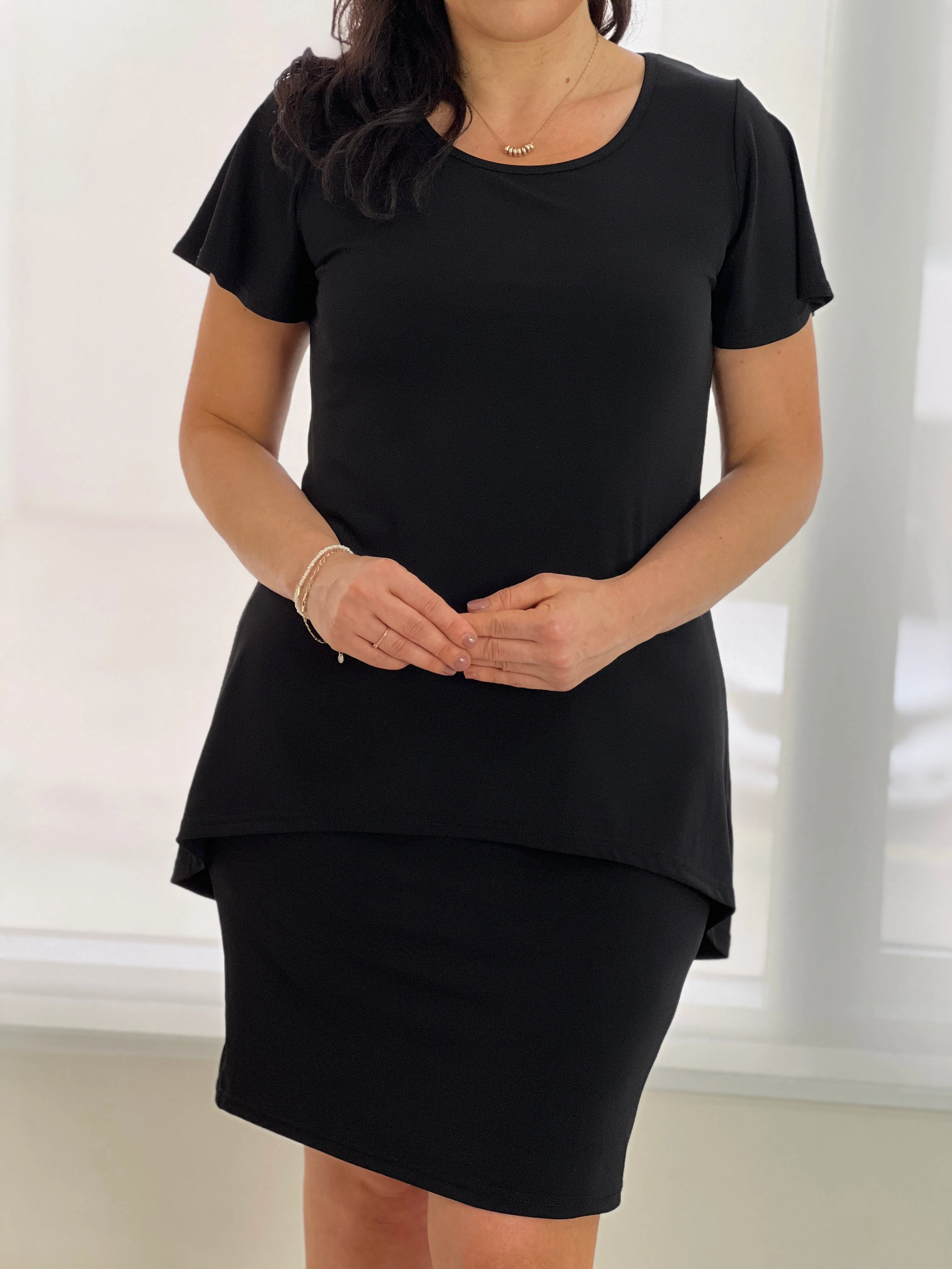 Fallon Black Layered Dress