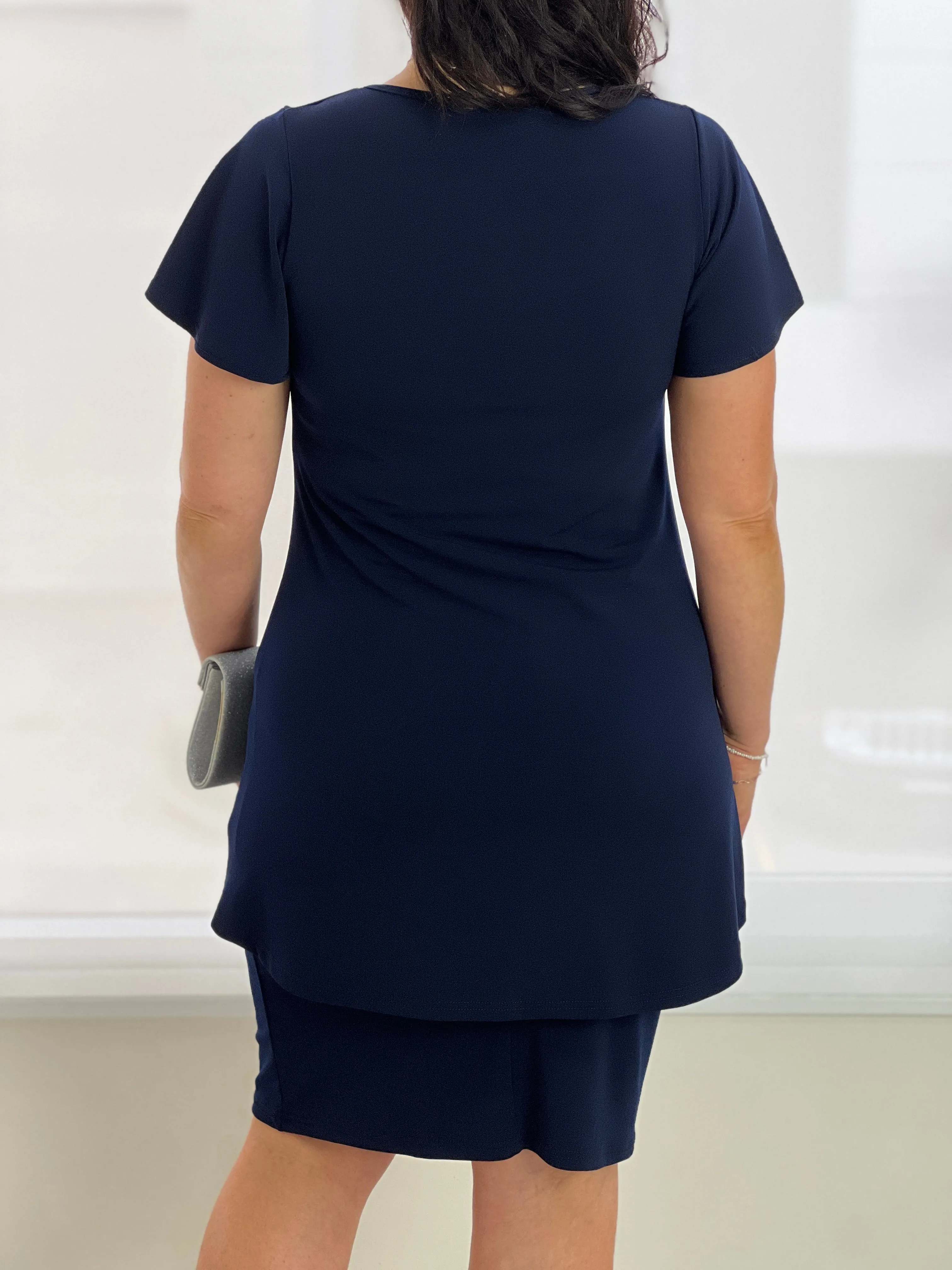 Fallon Navy Layered Dress