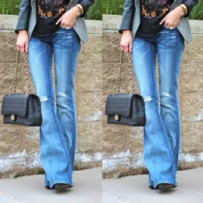 Flare Sexy High Waist Ripped Denim Bodycon Pants