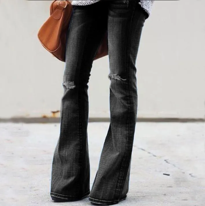 Flare Sexy High Waist Ripped Denim Bodycon Pants