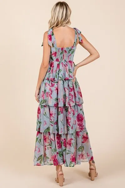 Garden Party Layered Floral Sweetheart Maxi Dress