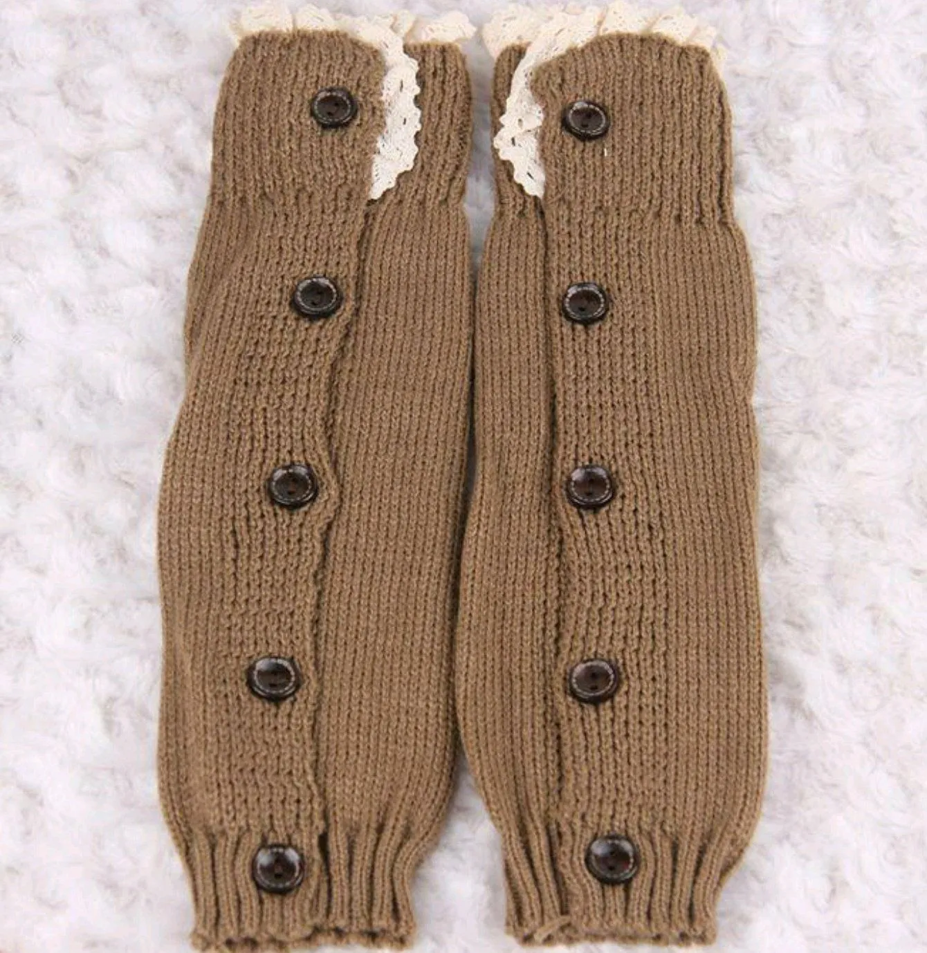 Girls Laced Knitted Wool Leg Warmers