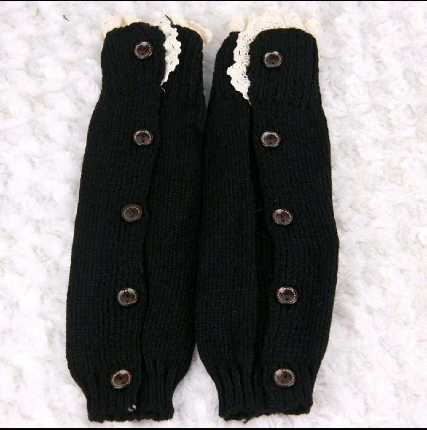 Girls Laced Knitted Wool Leg Warmers