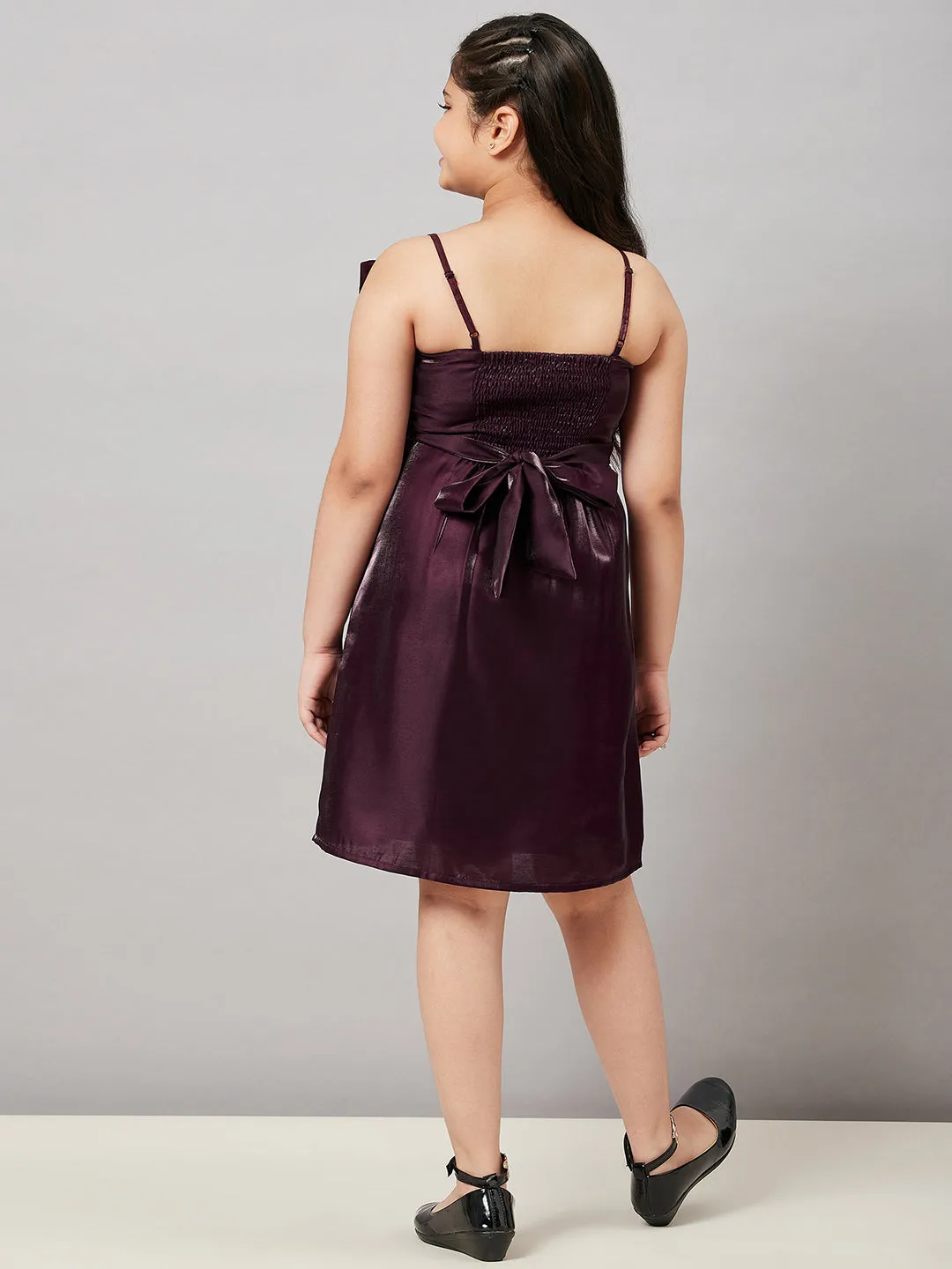 Girl's Solid Dress Cofee Brown - StyloBug KIDS