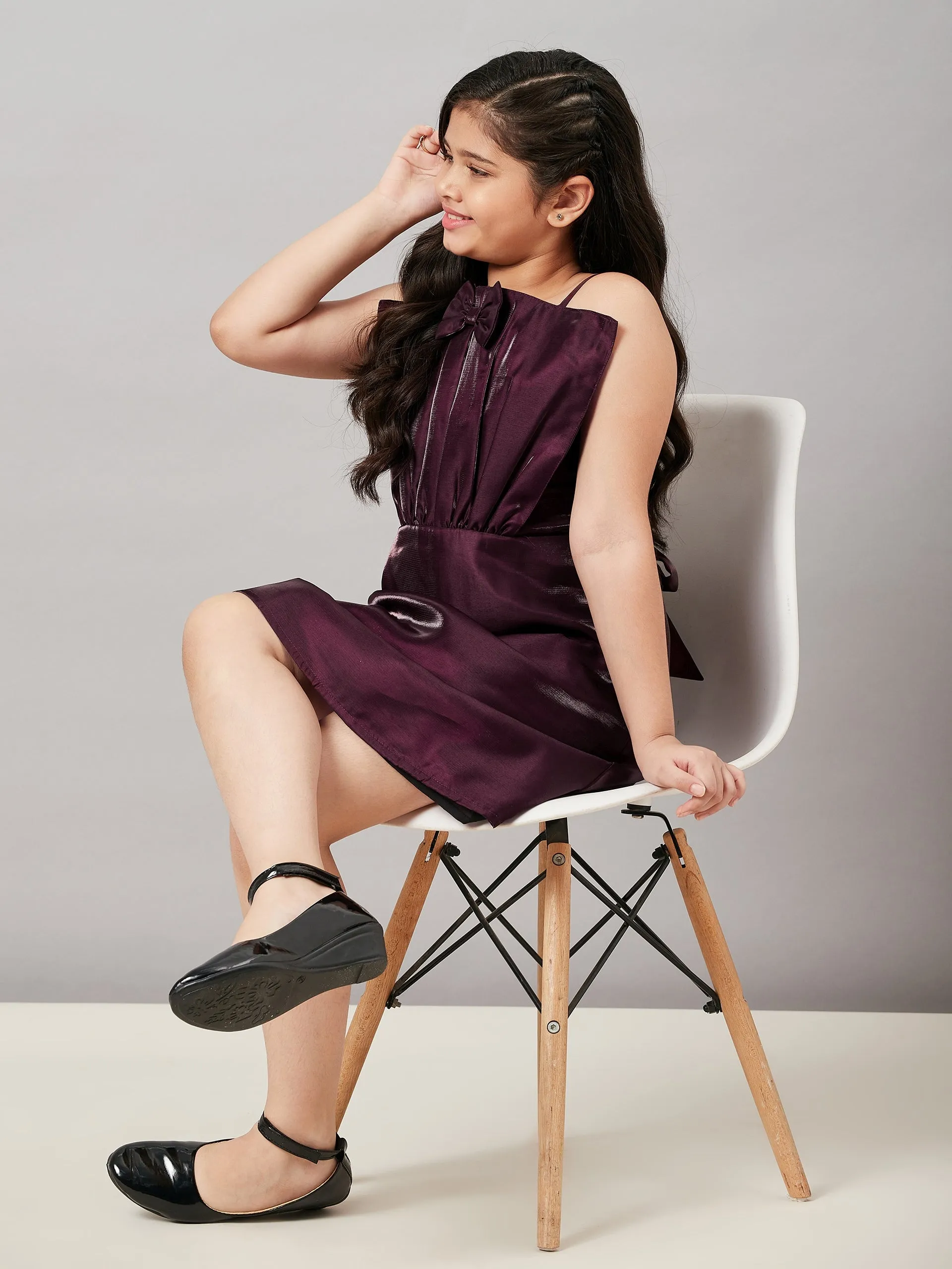 Girl's Solid Dress Cofee Brown - StyloBug KIDS