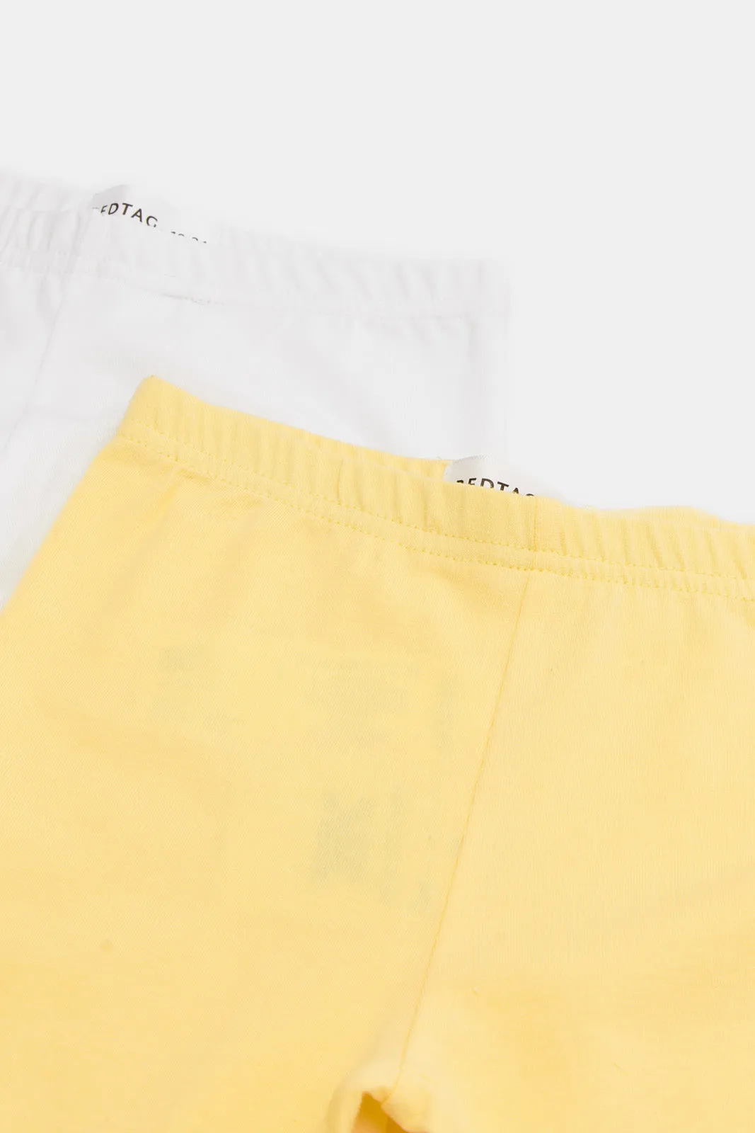 Infant Girls Yellow And White Skinny Leggings (Pack of 2)