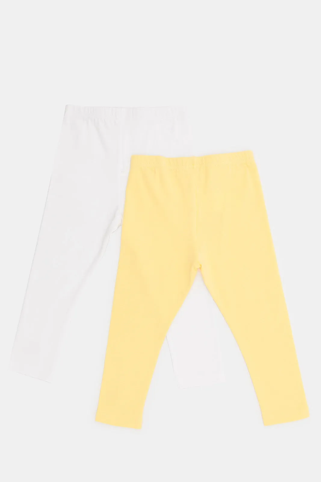 Infant Girls Yellow And White Skinny Leggings (Pack of 2)
