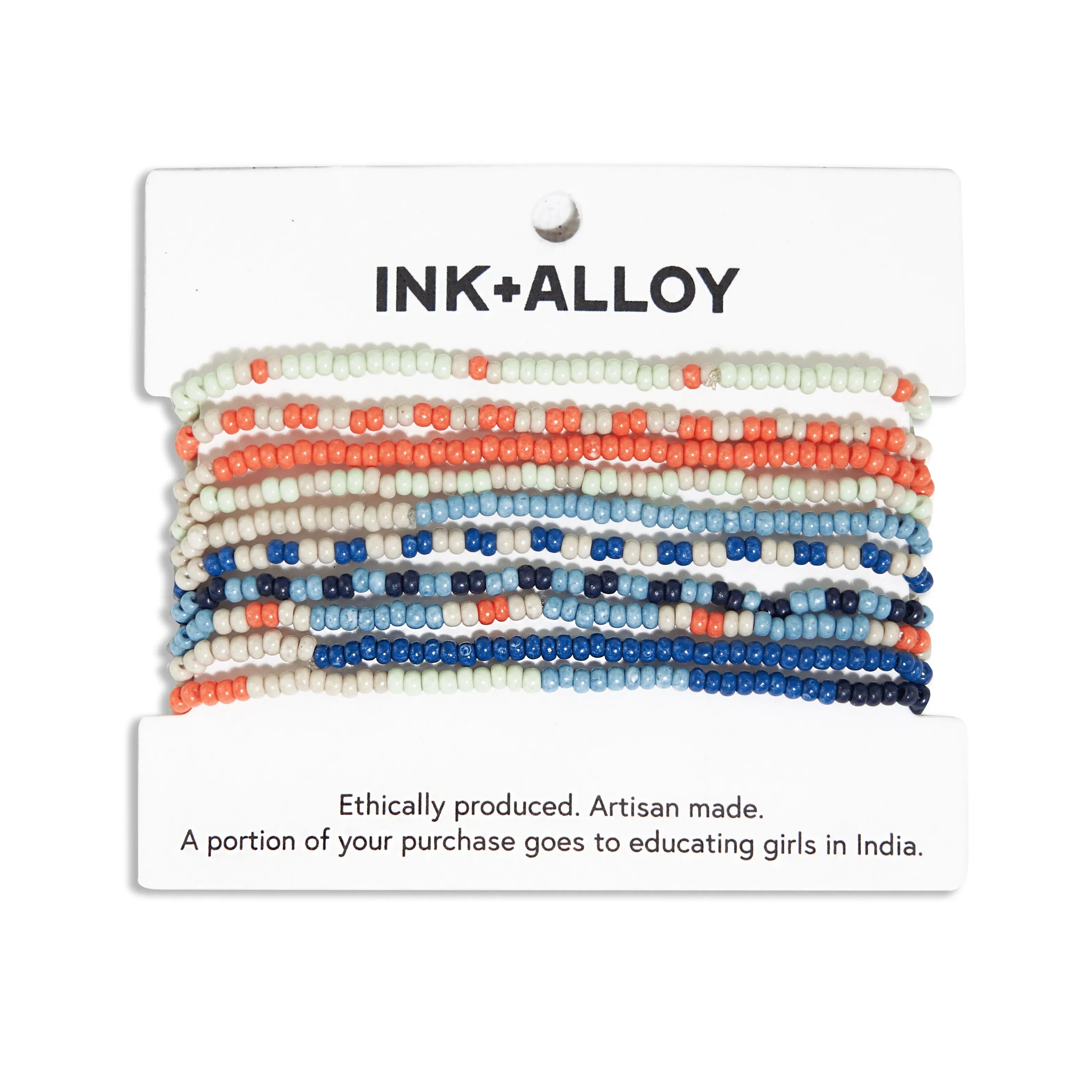 Ink   Alloy IA SBBR0900 Sage beaded 10 strand stretch bracelets