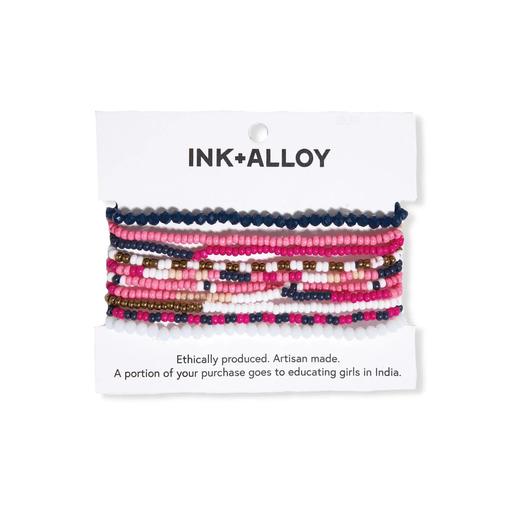 Ink   Alloy IA SBBR0900 Sage beaded 10 strand stretch bracelets