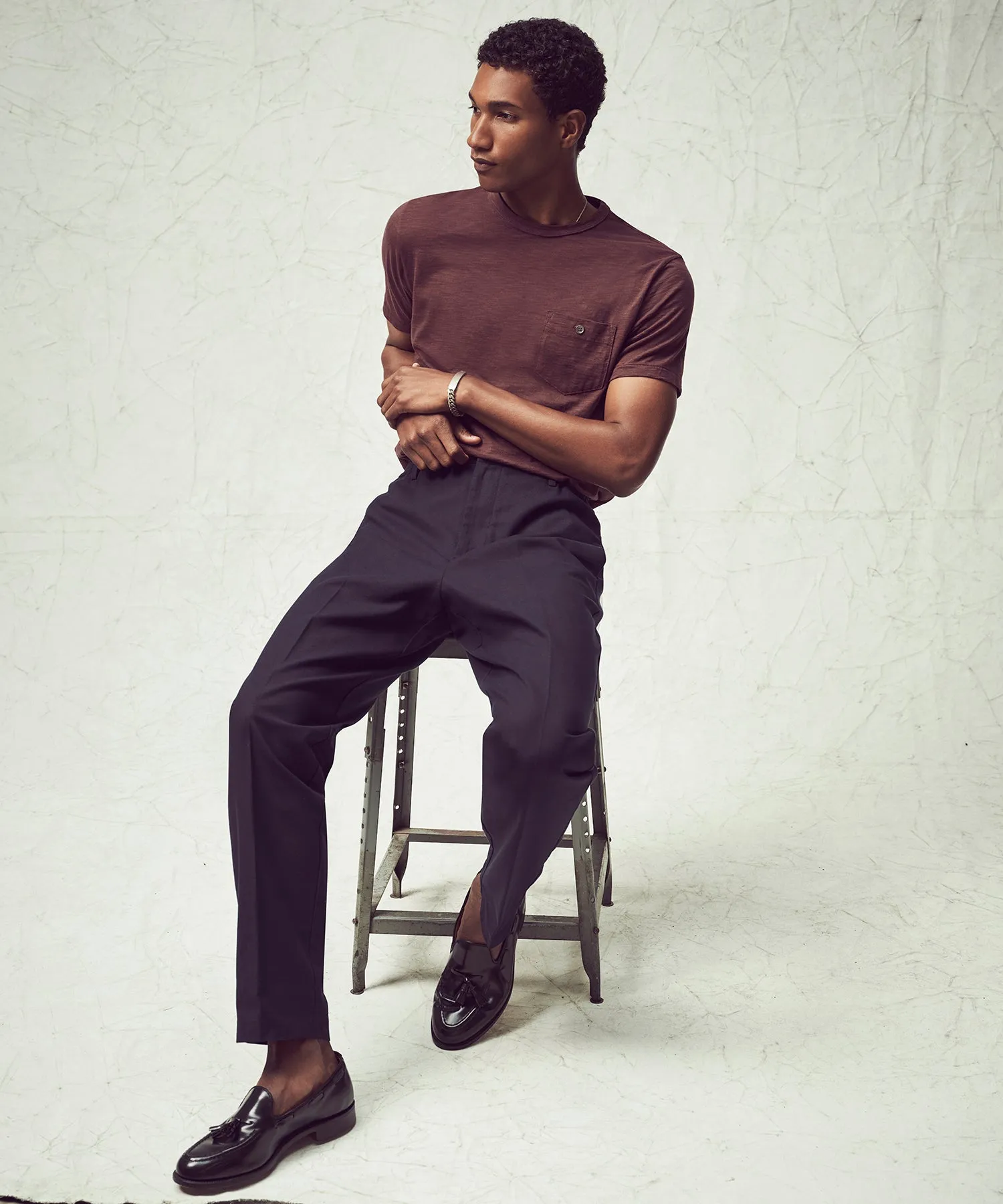 Italian Cotton Gramercy Trouser in Classic Navy