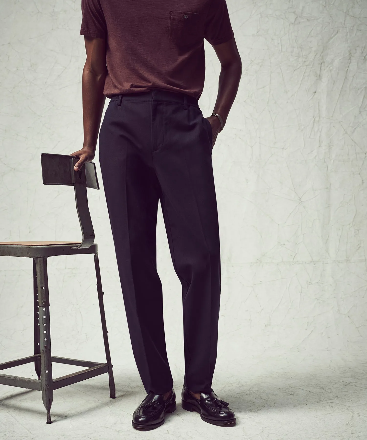 Italian Cotton Gramercy Trouser in Classic Navy