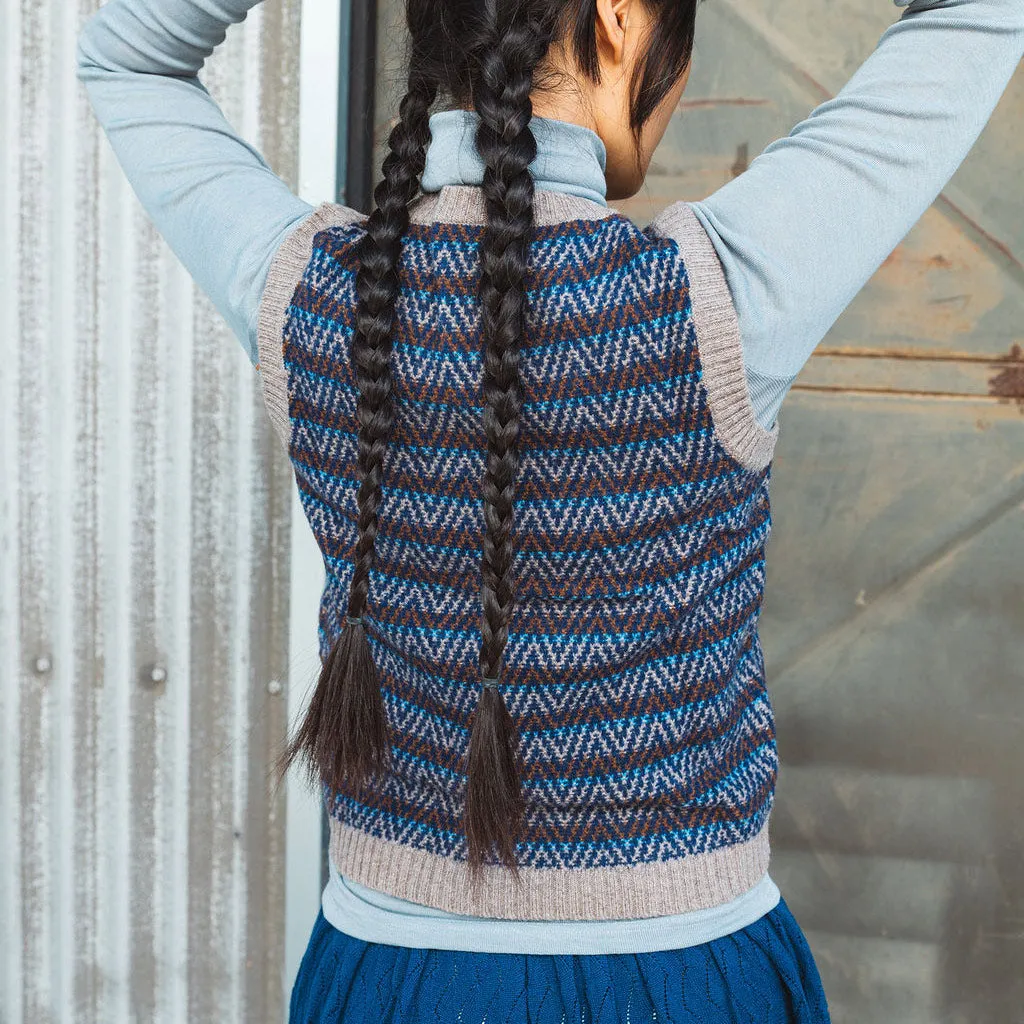 Jacquard Knit Vest - 100% Lambswool - Hazel and Blue (2-12y )
