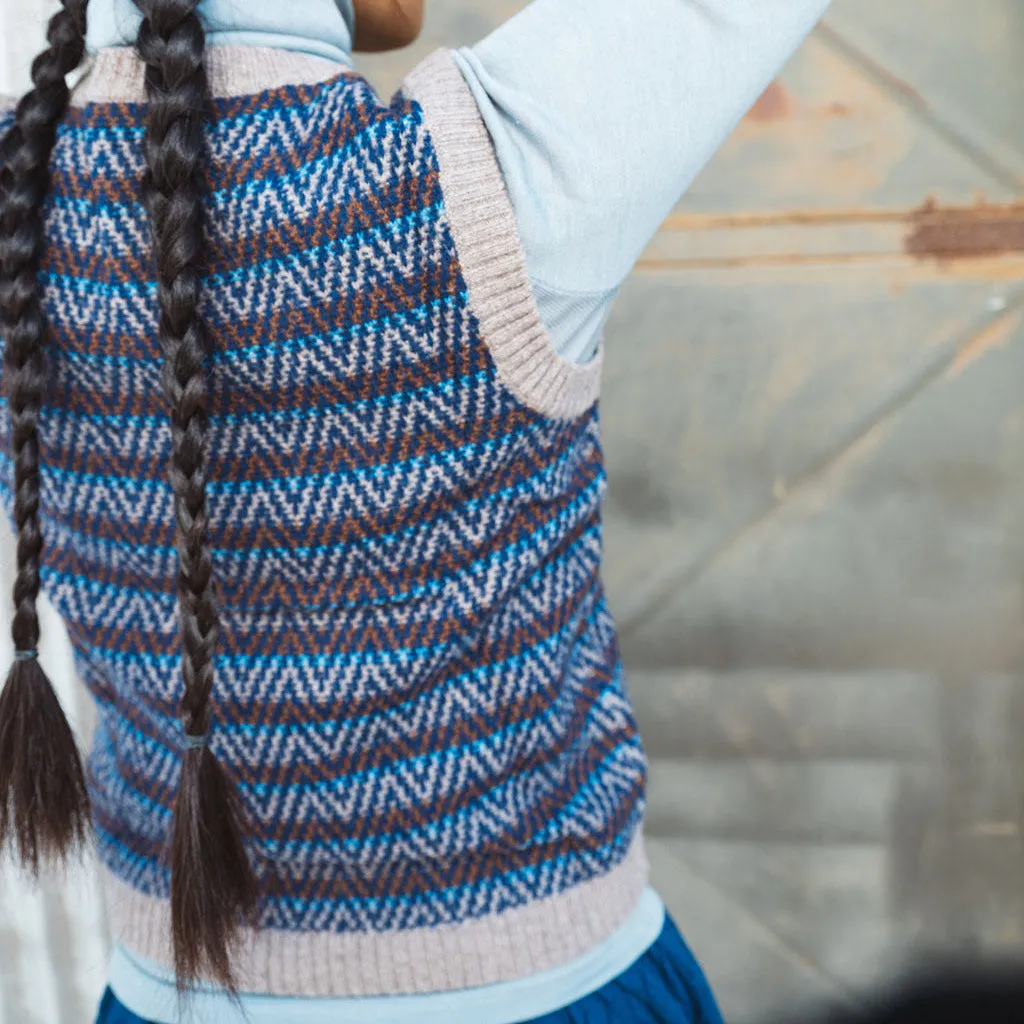 Jacquard Knit Vest - 100% Lambswool - Hazel and Blue (2-12y )