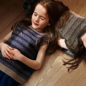 Jacquard Knit Vest - 100% Lambswool - Hazel and Blue (2-12y )