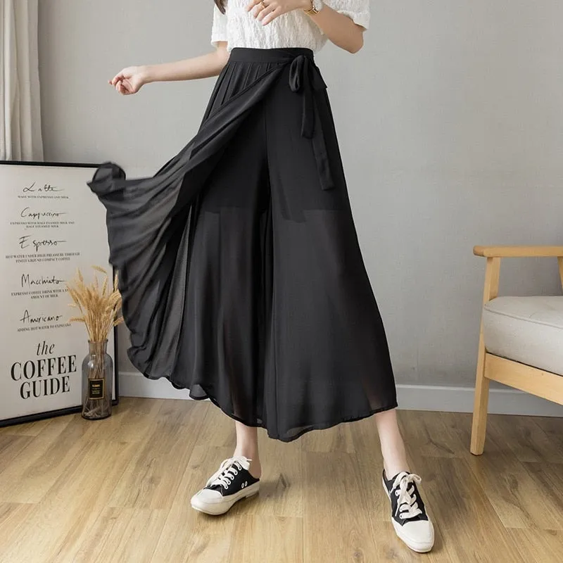 Korean style  Pleated Chiffon Trousers