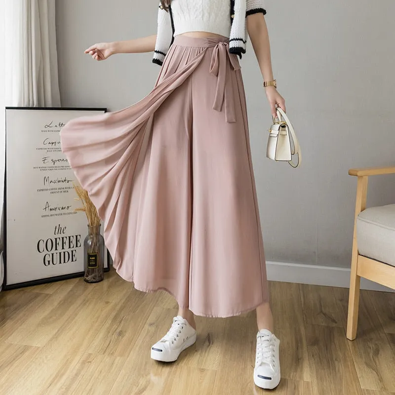 Korean style  Pleated Chiffon Trousers
