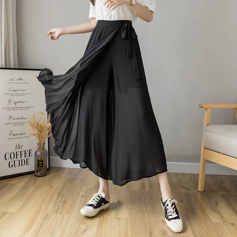 Korean style  Pleated Chiffon Trousers