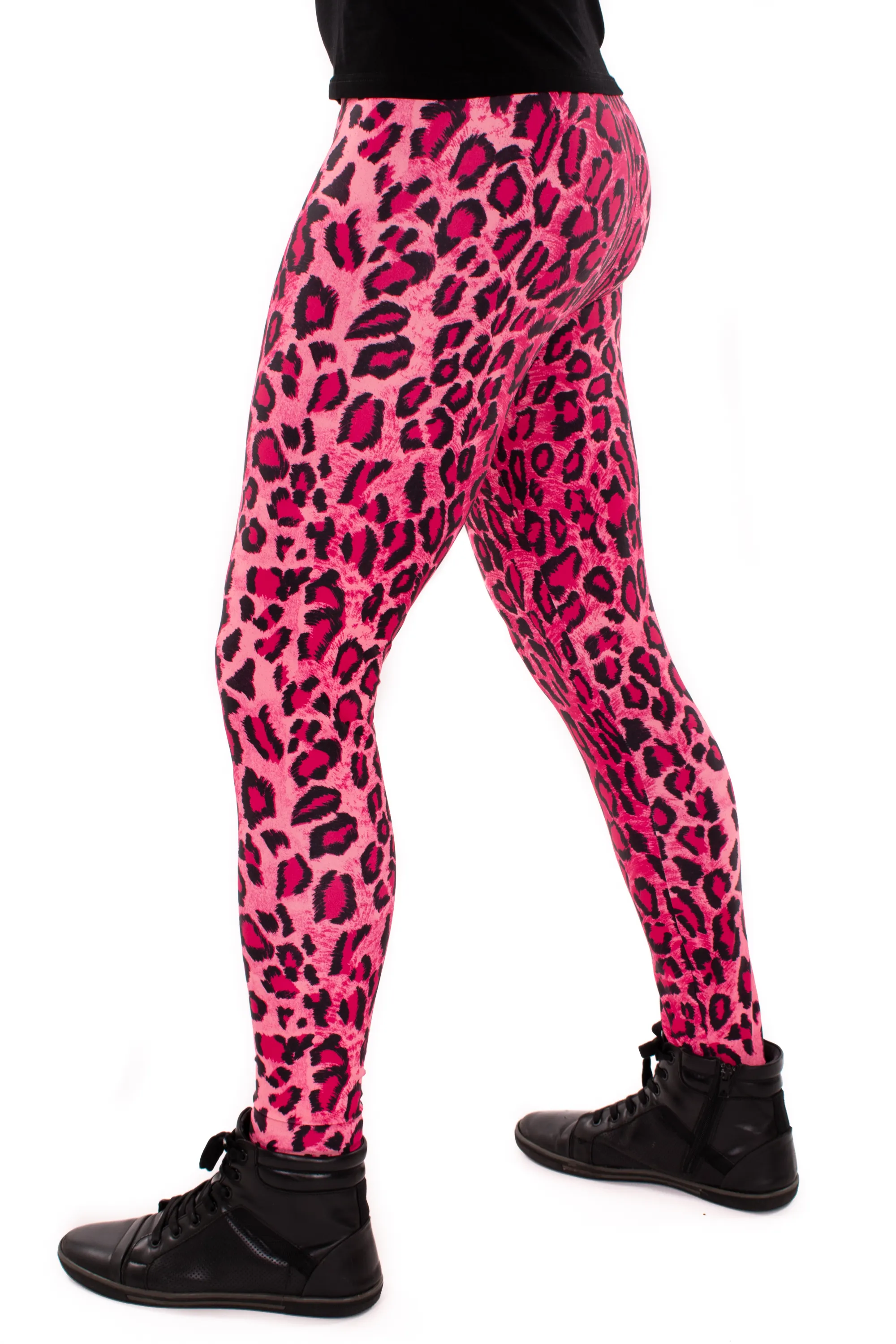 Leopard Pink Animal Print Meggings - Mens Party Leggings