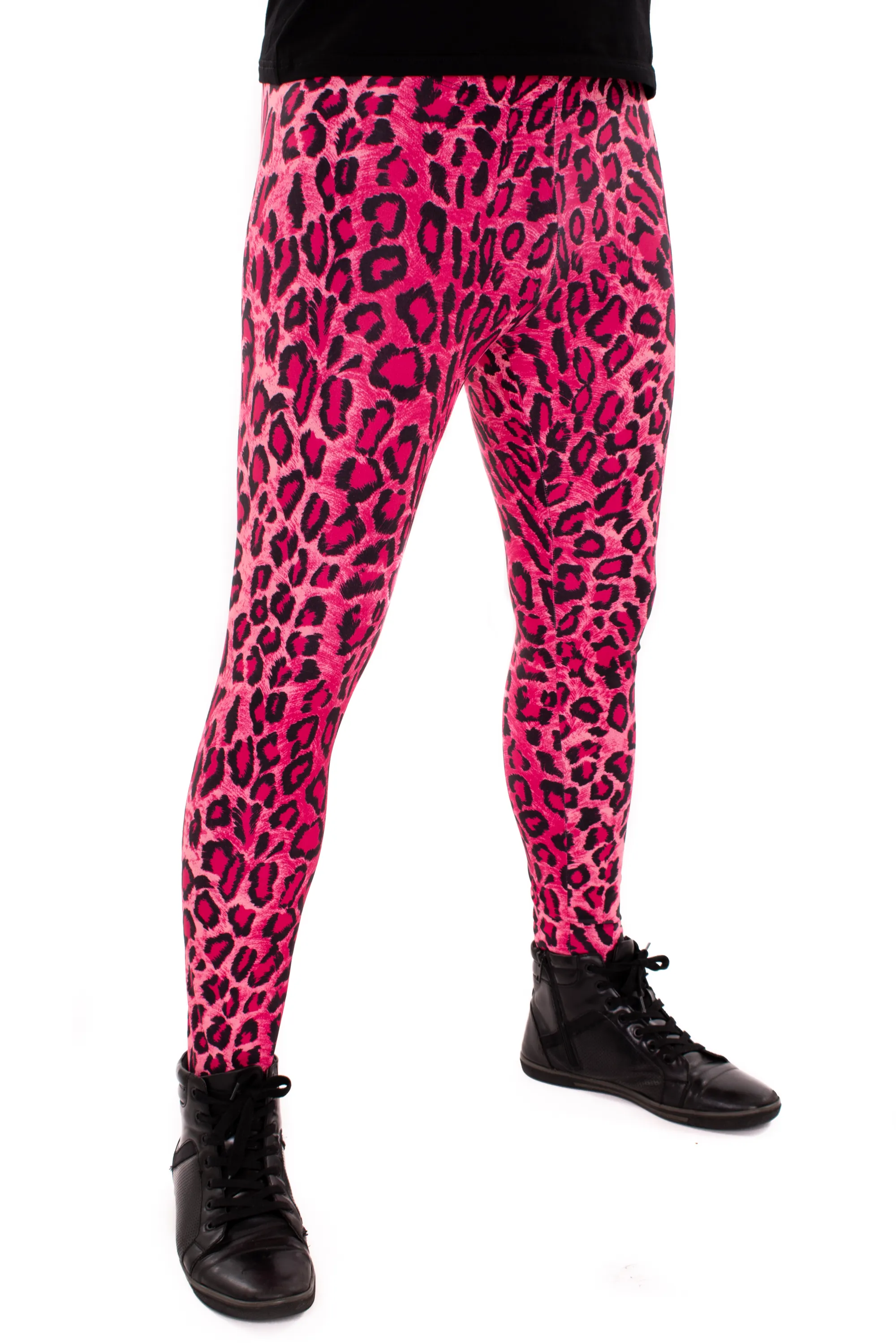 Leopard Pink Animal Print Meggings - Mens Party Leggings