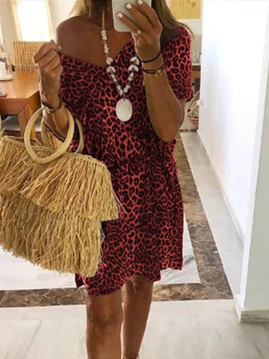 Leopard Vintage Cotton Printed Dresses