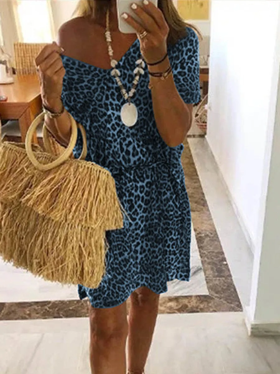 Leopard Vintage Cotton Printed Dresses