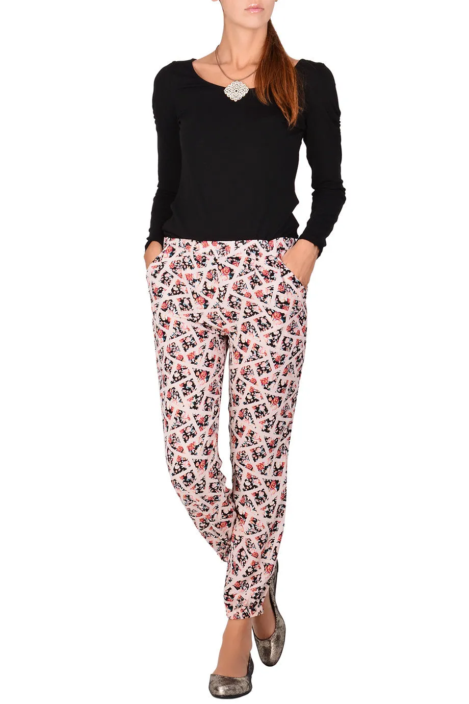 LONDON REYA Floral Printed Trousers