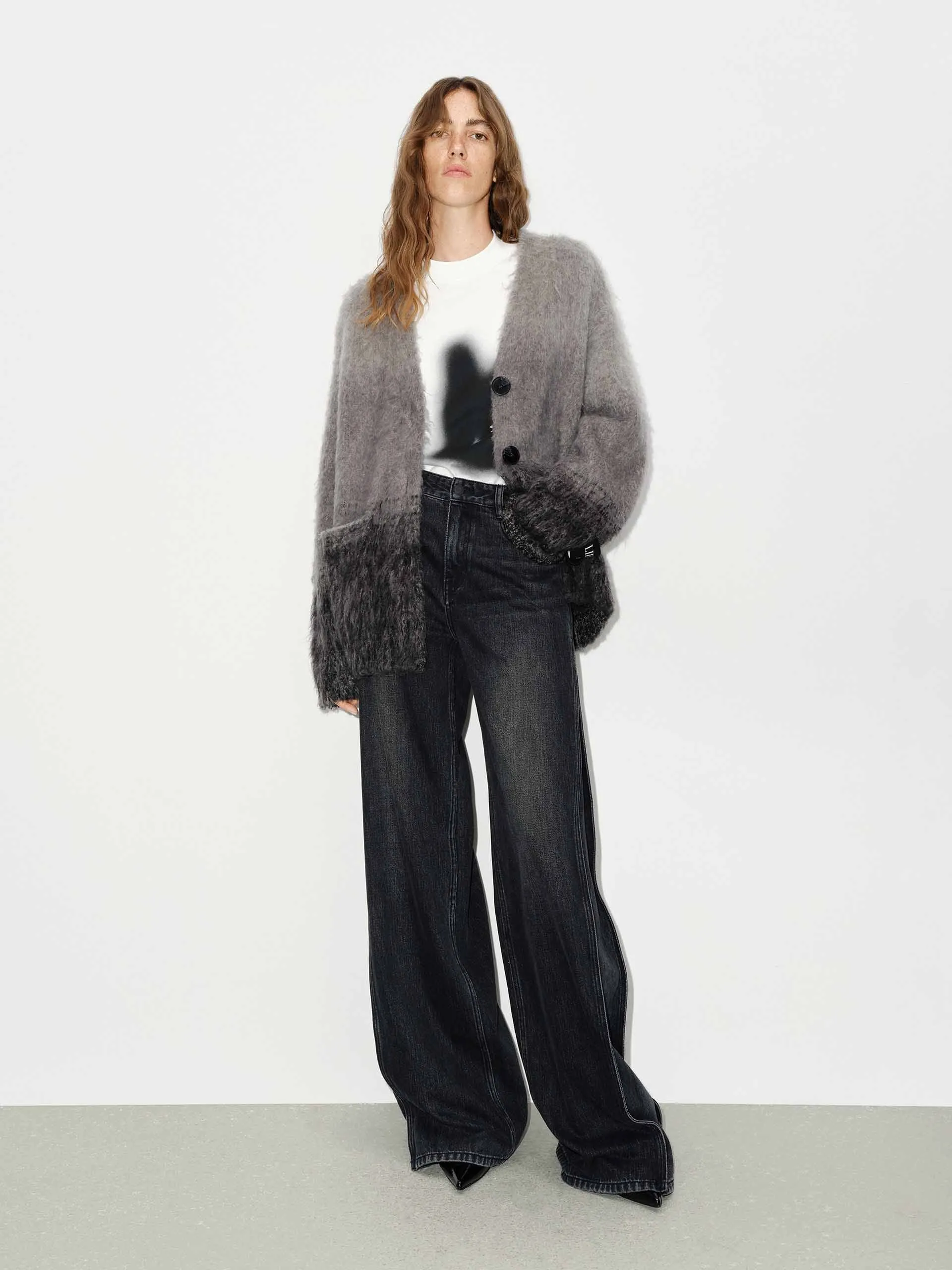Loose Brushed Knit Cardigan