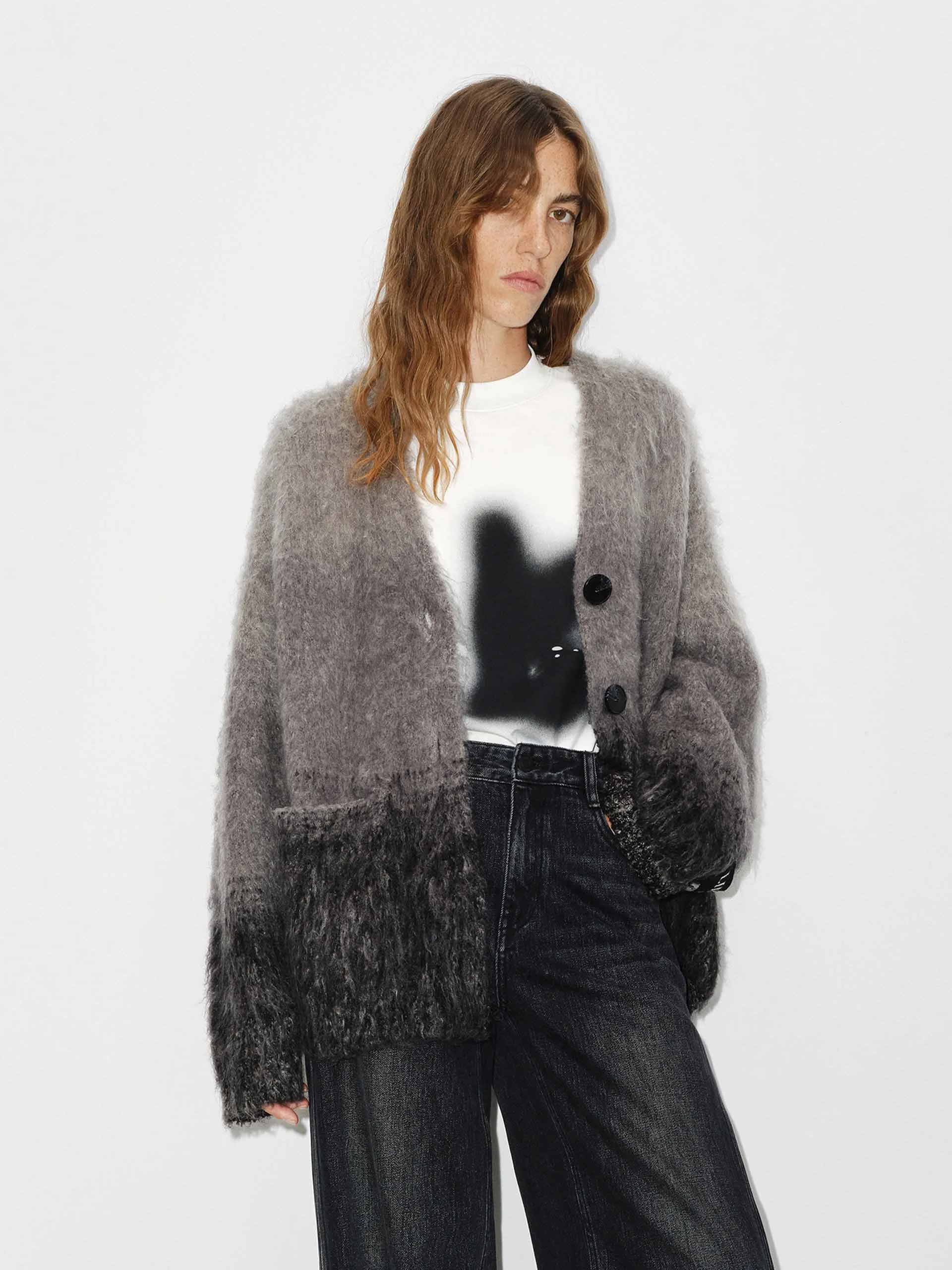 Loose Brushed Knit Cardigan
