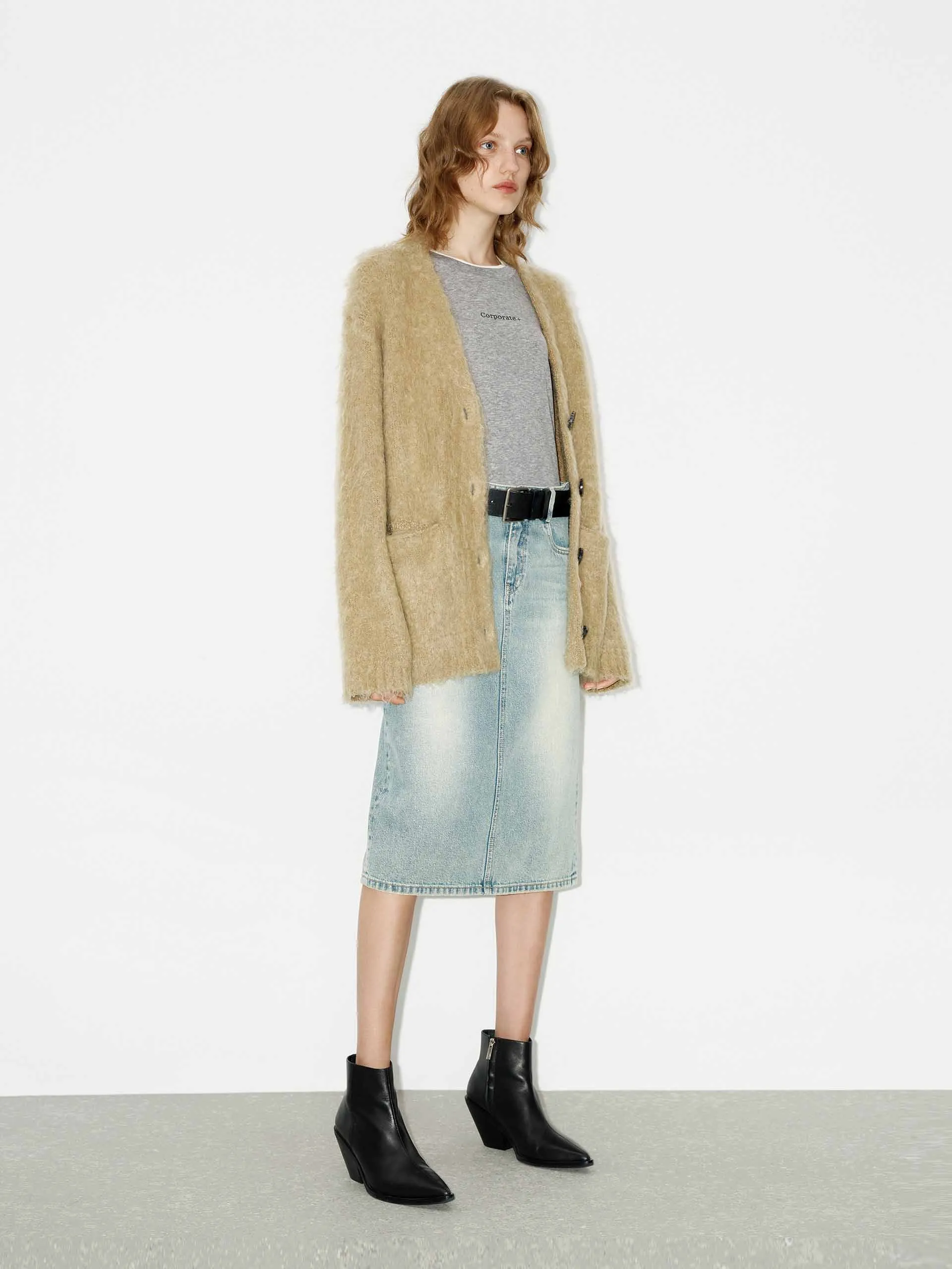 Loose Brushed Knit Cardigan