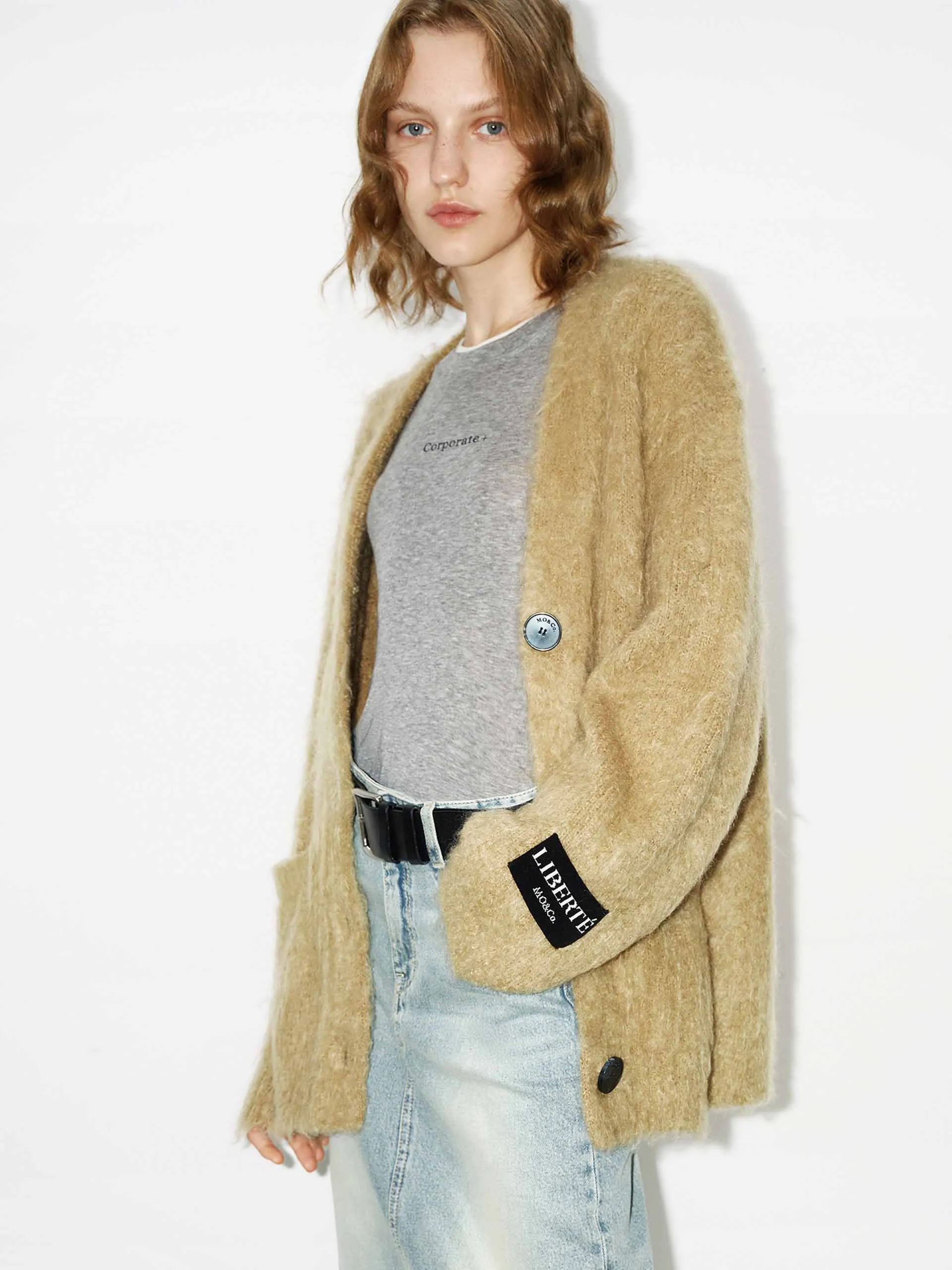 Loose Brushed Knit Cardigan