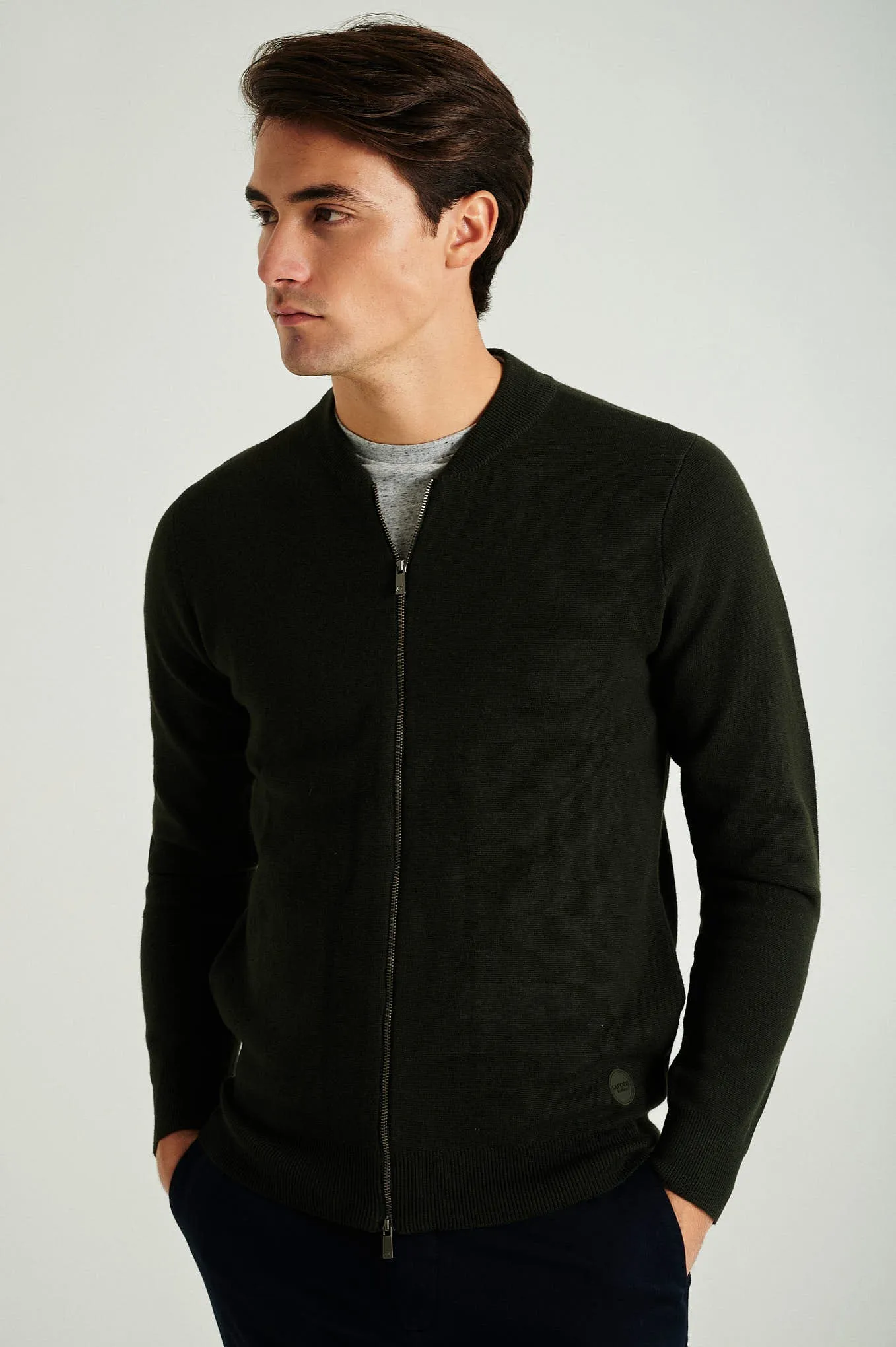 Men's long sleeve Coolmax blend cardigan with zipper
