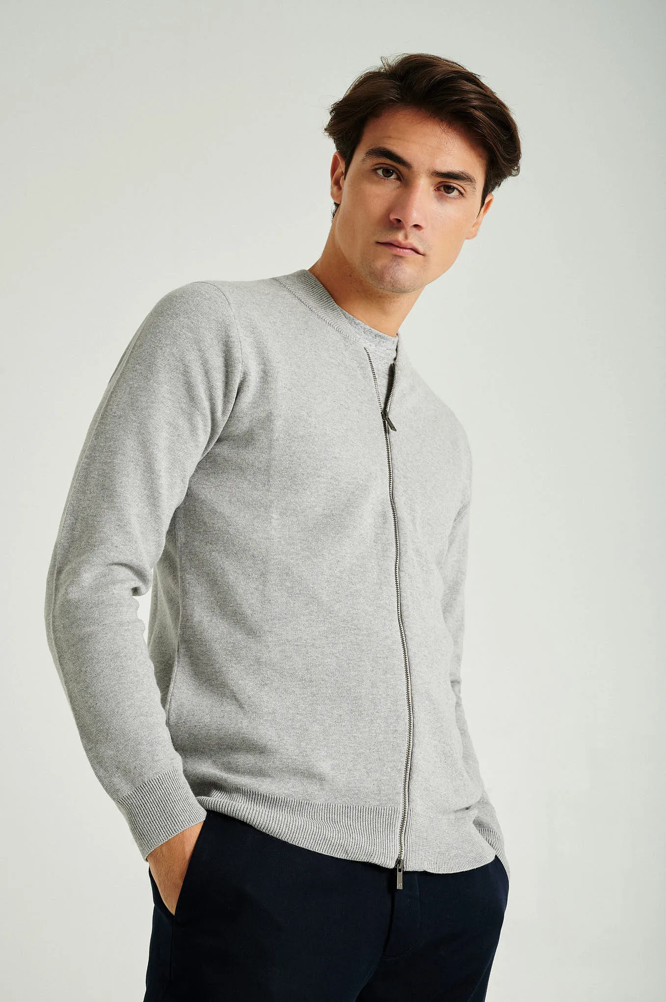 Men's long sleeve Coolmax blend cardigan with zipper